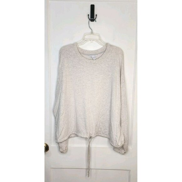 Athleta Marina Long Sleeve Crew Neck Sweatshirt Tie Waist Size 3X Oatmeal Beige - Picture 1 of 5